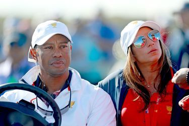 Tiger Woods et Erica Herman lors de la President&#039;s Cup à Jersey City, New Jersey, le 29 septembre 2017 