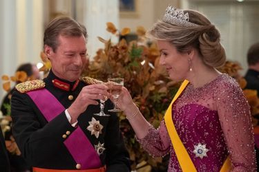 La reine des Belges Mathilde et le grand-duc Henri de Luxembourg lors de la visite d'Etat du couple royal belge au Luxembourg, le 15 octobre 2019