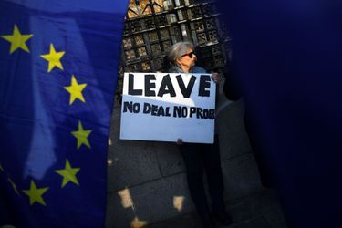 Un manifestant pro-Brexit, à Londres, lundi.