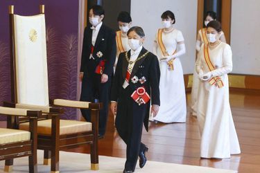 L&#039;empereur Naruhito du Japon et l&#039;impératrice Masako avec le prince héritier Fumihito d&#039;Akishino, la princesse Kiko et leurs filles les princesses Mako et Kako à Tokyo, le 1er janvier 2021