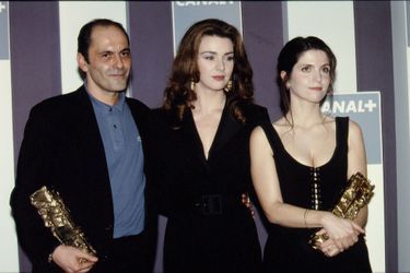 Agnès Jaoui et Jean-Pierre Bacri sur la scène des César en 1994.