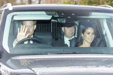 Harry et Meghan arrivent à l&#039;église à Windsor pour assister à la messe dominicale aux côtés de la reine Elizabeth II, le 8 mars 2020