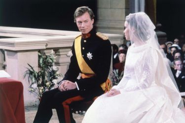 Le prince héritier Henri de Luxembourg et Maria Teresa Mestre, le jour de leur mariage le 14 février 1981