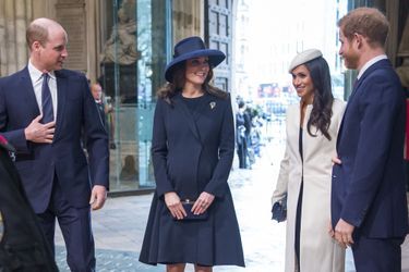 William, Kate, Meghan et Harry lors de la cérémonie du Commonwealth en l&#039;abbaye Westminster à Londres le 12 mars 2018