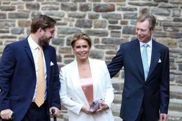 Le prince Sébastien, la grande-duchesse Maria Teresa et le grand-duc Henri de Luxembourg à l&#039;abbaye de Clervaux, le 19 septembre 2020
