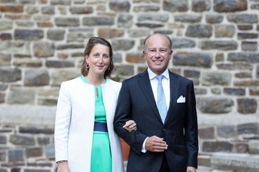 Le comte Amaury de Lannoy, frère de la princesse Stéphanie, avec son épouse à l'abbaye de Clervaux, le 19 septembre 2020