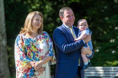 Le prince Charles de Luxembourg avec ses parents le prince héritier Guillaume et la princesse Stéphanie, à Luxembourg le 21 septembre 2020