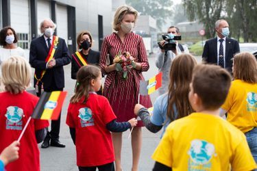 La reine des Belges Mathilde à Sint-Lievens-Houtem en Flandre orientale, le 30 septembre 2020