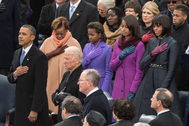 Barack Obama et sa famille lors de sa seconde investiture en tant que président des Etats-Unis, à Washington le 21 janvier 2013