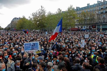 Rassemblement en hommage à Samuel Paty à Paris, le 18 octobre 2020.