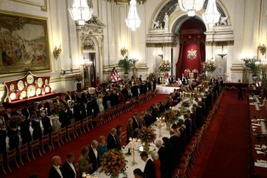 Le banquet offert par la reine Elizabeth II au roi et à la reine des Pays-Bas à Londres, le 23 octobre 2018