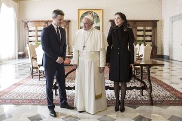 La princesse Mary et le prince Frederik de Danemark avec le pape François au Vatican, le 8 novembre 2018