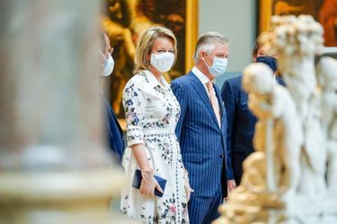 La reine Mathilde et le roi des Belges Philippe au Musée Old Masters, le 19 mai 2020 à Bruxelles