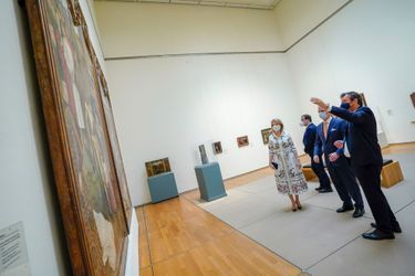 La reine Mathilde et le roi des Belges Philippe au Musée Old Masters à Bruxelles, le 19 mai 2020