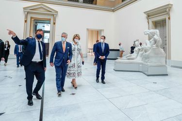 La reine Mathilde et le roi des Belges Philippe au Musée Old Masters à Bruxelles, le 19 mai 2020 jour de sa réouverture