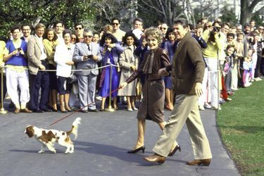Nancy et Ronald Reagan avec Rex, en mars 1986.