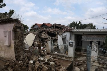 Une maison détruite sur l&#039;île d&#039;Eubée en Grèce après les inondations le 9 août 2020