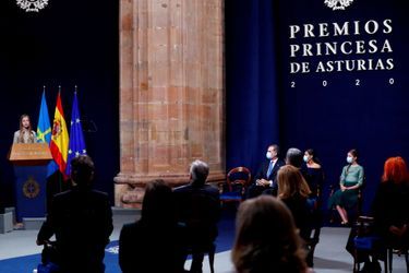 La princesse des Asturies Leonor, le roi Felipe VI, la reine Letizia et l&#039;infante Sofia d&#039;Espagne à Oviedo, le 16 octobre 2020