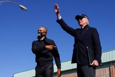 Barack Obama et Joe Biden à Flint, dans le Michigan, le 31 octobre 2020.