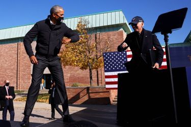 Barack Obama et Joe Biden à Flint, dans le Michigan, le 31 octobre 2020.