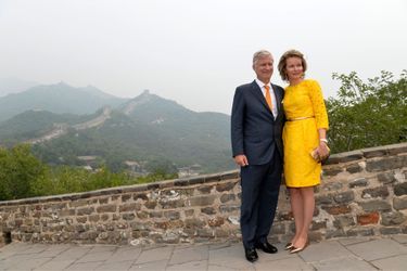 La reine Mathilde et le roi des Belges Philippe sur la Grande Muraille de Chine, le 23 juin 2015
