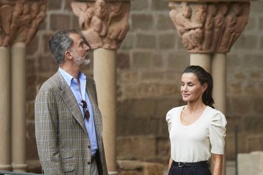 Le roi Felipe VI et la reine Letizia d&#039;Espagne au monastère de San Juan de la Peña, le 8 juillet 2020