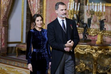 La reine Letizia et le roi Felipe VI d&#039;Espagne au Palais royal à Madrid, le 5 février 2020