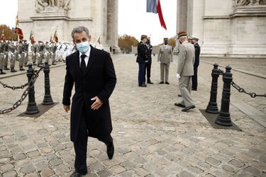 Nicolas Sarkozy lors de la cérémonie à l&#039;Arc de Triomphe.
