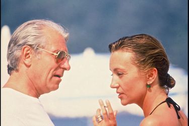 Caroline Cellier et Jean Poiret sur le tournage du film «L'année des méduses» à Saint-Tropez, été 1984.