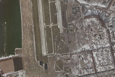 La base aérienne de Tchouhouïv, à une trentaine de kilomètres à l’est de Kharkiv, le 21 février 2022.