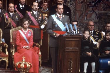 La reine Sofia, le roi Juan Carlos d'Espagne et les princesses Elena et Cristina, à Madrid le 22 novembre 2020