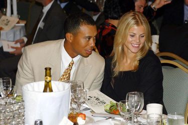 Tiger Woods et sa fiancée Elin, au début de leur relation, en avril 2002.