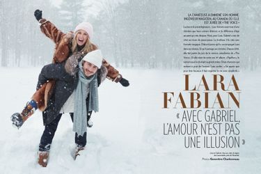 Lara Fabian et son mari Gabriel posent chez eux, dans la région des Laurentides, près de Montréal, à l’occasion d’une grande interview pour Paris Match (n° 3643 daté, 7 mars 2019)