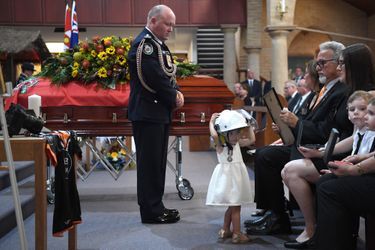 Charlotte O’Dwyer, le 7 janvier 2019 aux funérailles de son papa, à Sydney. 