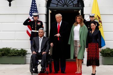 Donald et Melania Trump à la Maison-Blanche avec le président équatorien Lenin Moreno et son épouse Rocio Gonzalez, le 12 février 2020.
