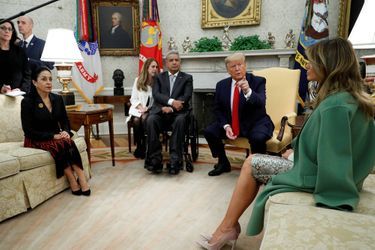 Donald et Melania Trump à la Maison-Blanche avec le président équatorien Lenin Moreno et son épouse Rocio Gonzalez, le 12 février 2020.