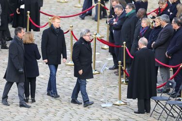 Jean-Luc Mélenchon et Adrien Quatennens aux Invalides pour l'hommage aux 13 soldats tués au Mali. 