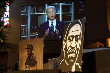 Le candidat démocrate Joe Biden dans une vidéo diffusée pendant les obsèques de George Floyd, mardi.