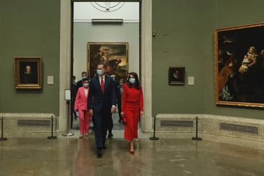 La reine Letizia et le roi Felipe VI d&#039;Espagne au Musée du Prado à Madrid, le 18 juin 2020