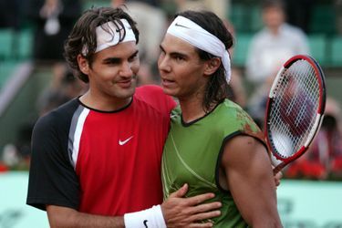 Roger Federer et Rafael Nadal à Roland-Garros en 2005.