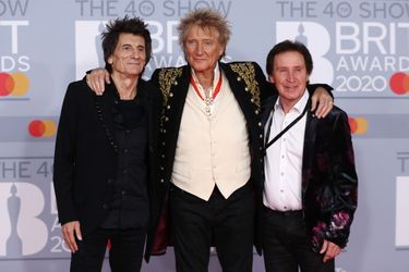 Ronnie Wood, Rod Stewart and Kenney Jones aux Brit Awards à Londres le 18 février 2020