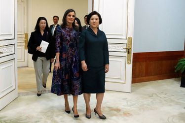 La reine Letizia d&#039;Espagne et la Première dame sud-coréenne Kim Jung-sook à Séoul, le 23 octobre 2019