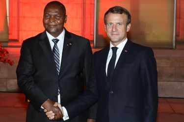 Emmanuel Macron et Faustin-Archange Touadéra, président de la République centrafricaine. 