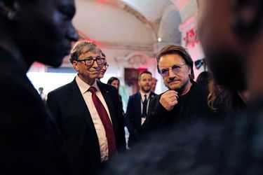 Bill Gates et Bono mercredi à Lyon. 