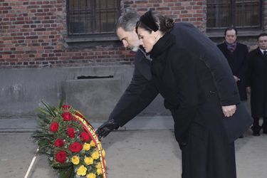 La reine Letizia et le roi Felipe VI d&#039;Espagne dans le camp d’Auschwitz-Birkenau en Pologne, le 27 janvier 2020