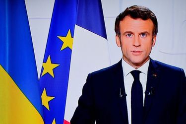 Emmanuel Macron lors de son allocution, mercredi 2 mars 2022. 