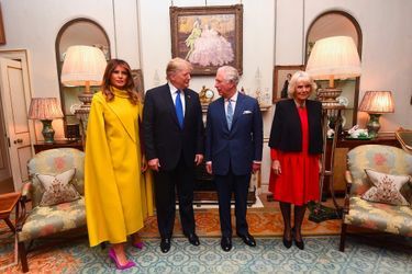 Melania et Donald Trump avec le prince Charles et la duchesse de Cornouailles Camilla à Clarence House, le 3 décembre 2019.