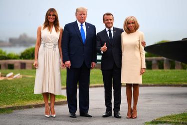 Melania et Donald Trump avec Emmanuel et Brigitte Macron à Biarritz, le 24 août 2019.