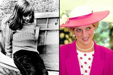 Diana Spencer à 9 ans, le 5 août 1970 (à gauche) et à l'âge adulte, photo non datée (à droite) 