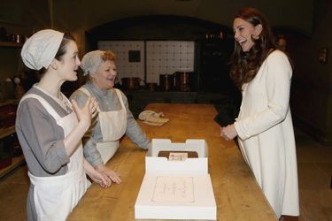 La duchesse de Cambridge, née Kate Middleton, sur le tournage de Downton Abbey, le 12 mars 2015
